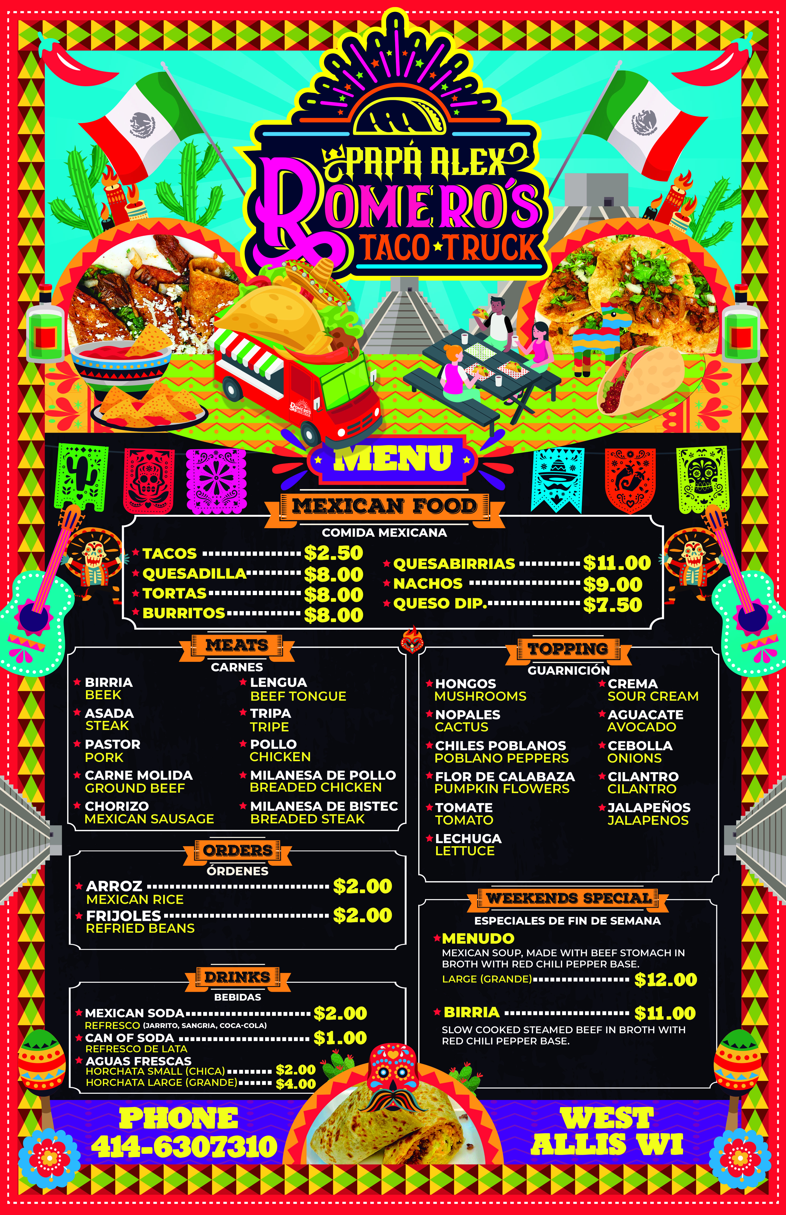 Romero's Taco Truck - Menu